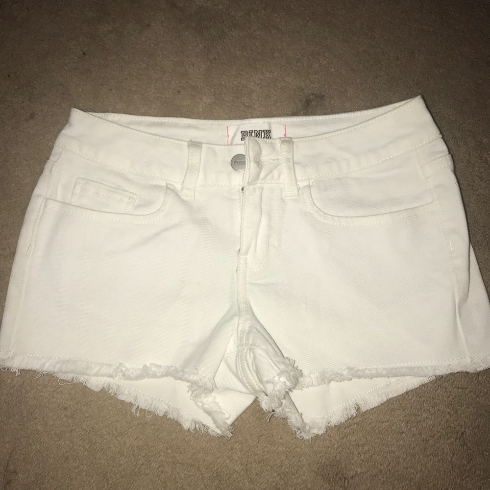 VS Pink white jean shorts